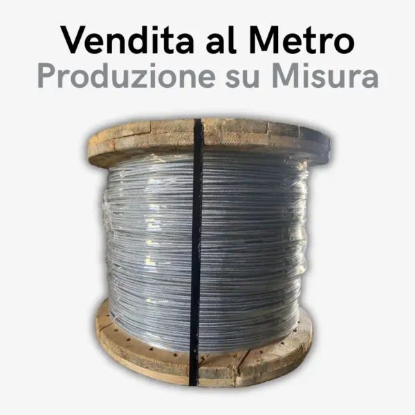 Bobina di cavo in acciaio zincato, vendita al metro e produzione su misura.