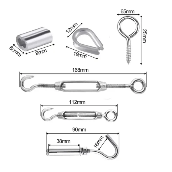 Cavo di acciaio 3mm con Tenditori e Morsetti. Ideale per Recinzioni, Tende da esterno e Giardinaggio - immagine 5
