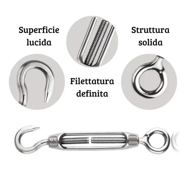 Cavo di acciaio 3mm con Tenditori e Morsetti. Ideale per Recinzioni, Tende da esterno e Giardinaggio - immagine 3