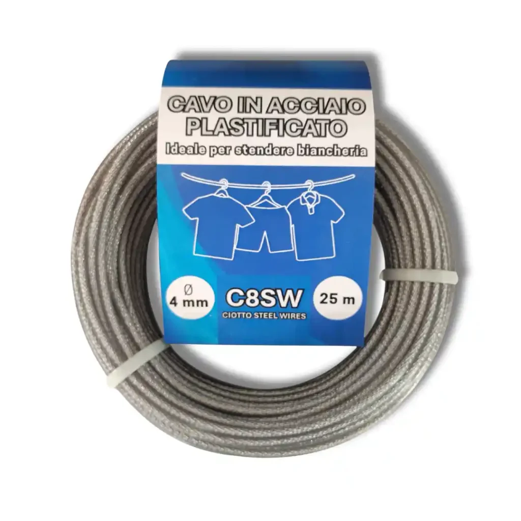 Cavo plastificato 3,5 mm per stendibiancheria su bobina, filo in acciaio zincato rivestito in PVC