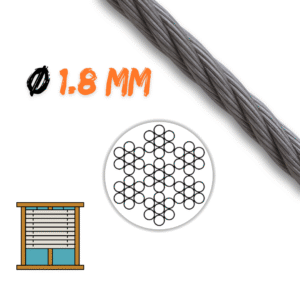 Fune per argano tapparella in acciaio zincato Ø 1.8 mm 7×7 intrecciata per avvolgibili e arganelli manuali