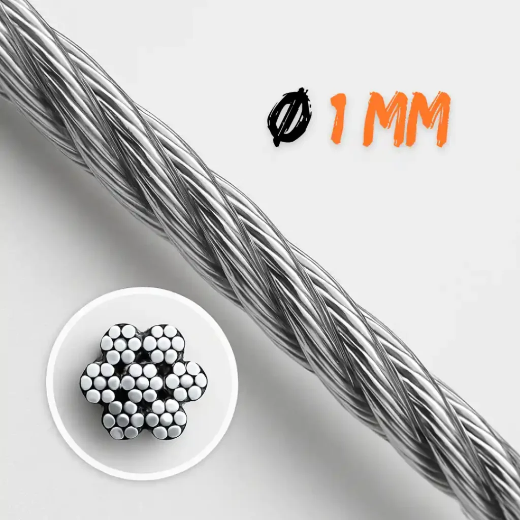 Fune acciaio inox 316 1 mm 7x7 per tende e ringhiere in acciaio