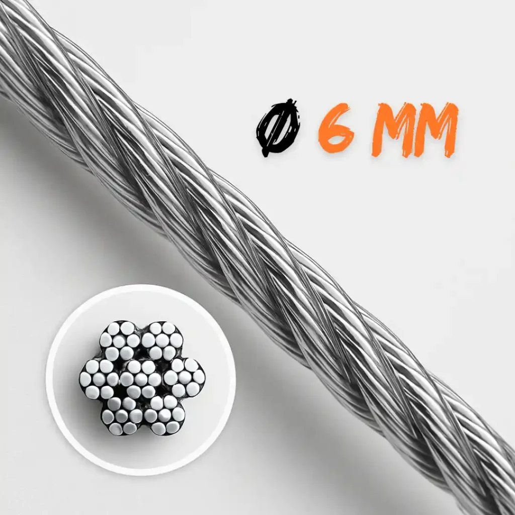 Cavo inox 316 6 mm 7x7 per linee vita e impieghi industriali