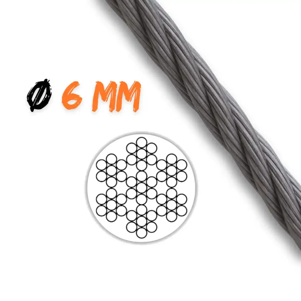 Fune acciaio zincata 6 mm 7x7 per linee vita e carpenteria