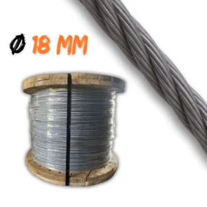 Fune acciaio zincato commerciale 18 mm per uso tecnico e strutturale, alta resistenza con zincatura anticorrosione